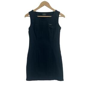 VTG Guess Jeans Y2K Black Twill Jumper Sheath Dress Size 5